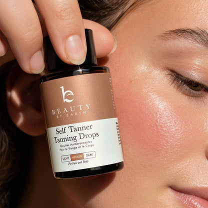Self Tanning Drops - USA Made with Natural & Organic Ingredients, Medium Face Tanning Drops to Add to Lotion, Moisturizing Bronzing Tanner for Face & Body, Toxin Free Tanner for Fake Tan