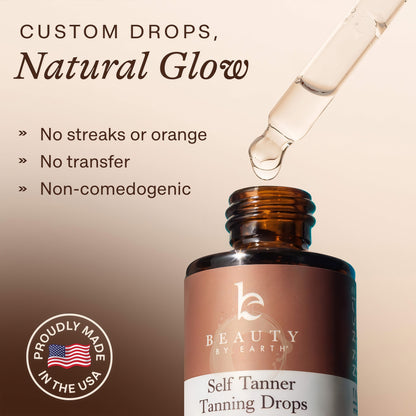 Self Tanning Drops - USA Made with Natural & Organic Ingredients, Medium Face Tanning Drops to Add to Lotion, Moisturizing Bronzing Tanner for Face & Body, Toxin Free Tanner for Fake Tan